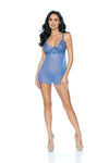 Escante Summer Sexy Eyelash Lace Underwire Babydoll Dusty Blue
