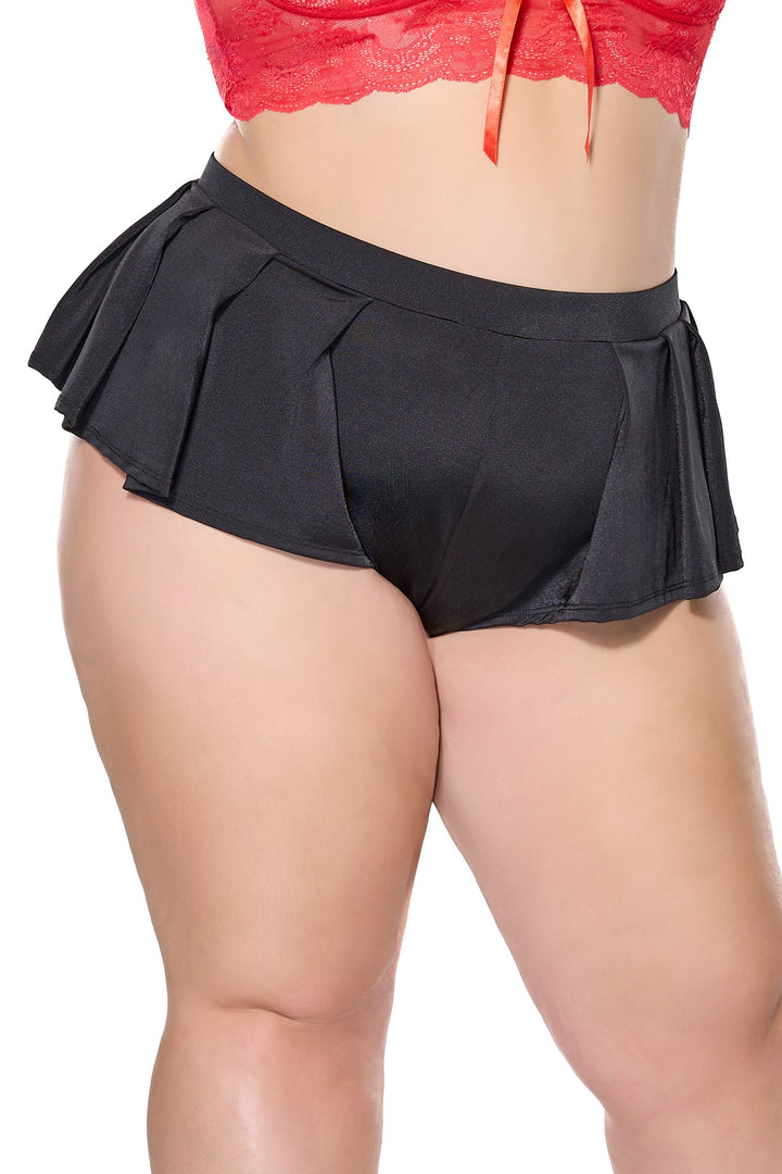 Coquette Holiday Diva Pleated Flutter Sleep Shorts Black-Rebel Romance