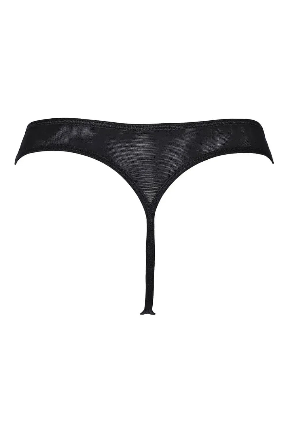 Axami Valentina Caged Thong in black, featuring delicate lace and a unique caged design.