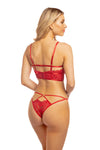Oh la la Cheri Valentine Heart Longline Cage Bra Set Cherry Red