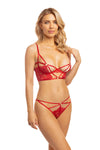 Oh la la Cheri Valentine Heart Longline Cage Bra Set Cherry Red