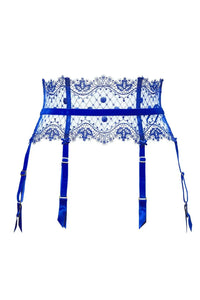 Dita Von Teese Vedette High Waisted Suspender Belt Capri Blue