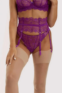 Dita Von Teese Vedette High Waisted Suspender Belt Shocking Violet