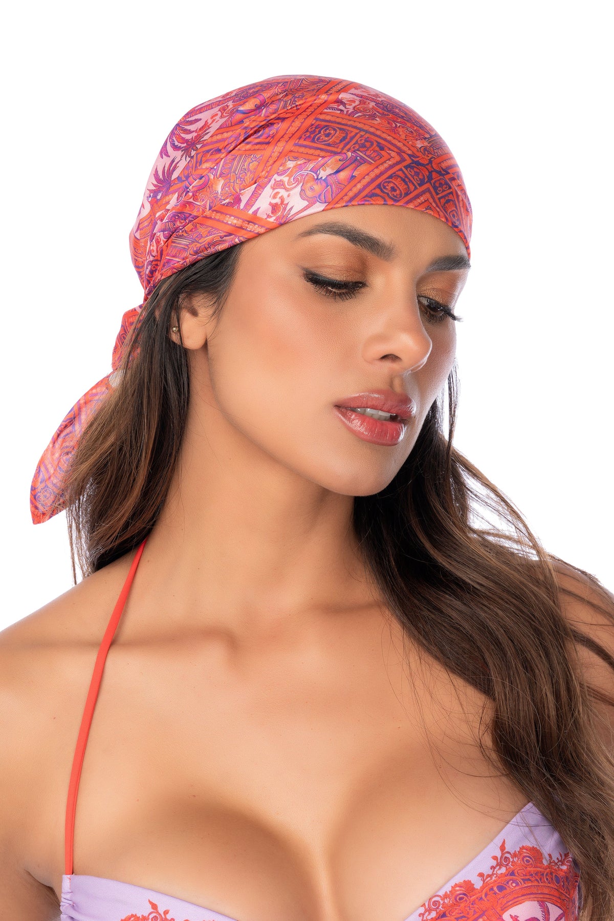 Versatile Square Scarf Worn as a Headwrap Bandana and Chic Bandeau