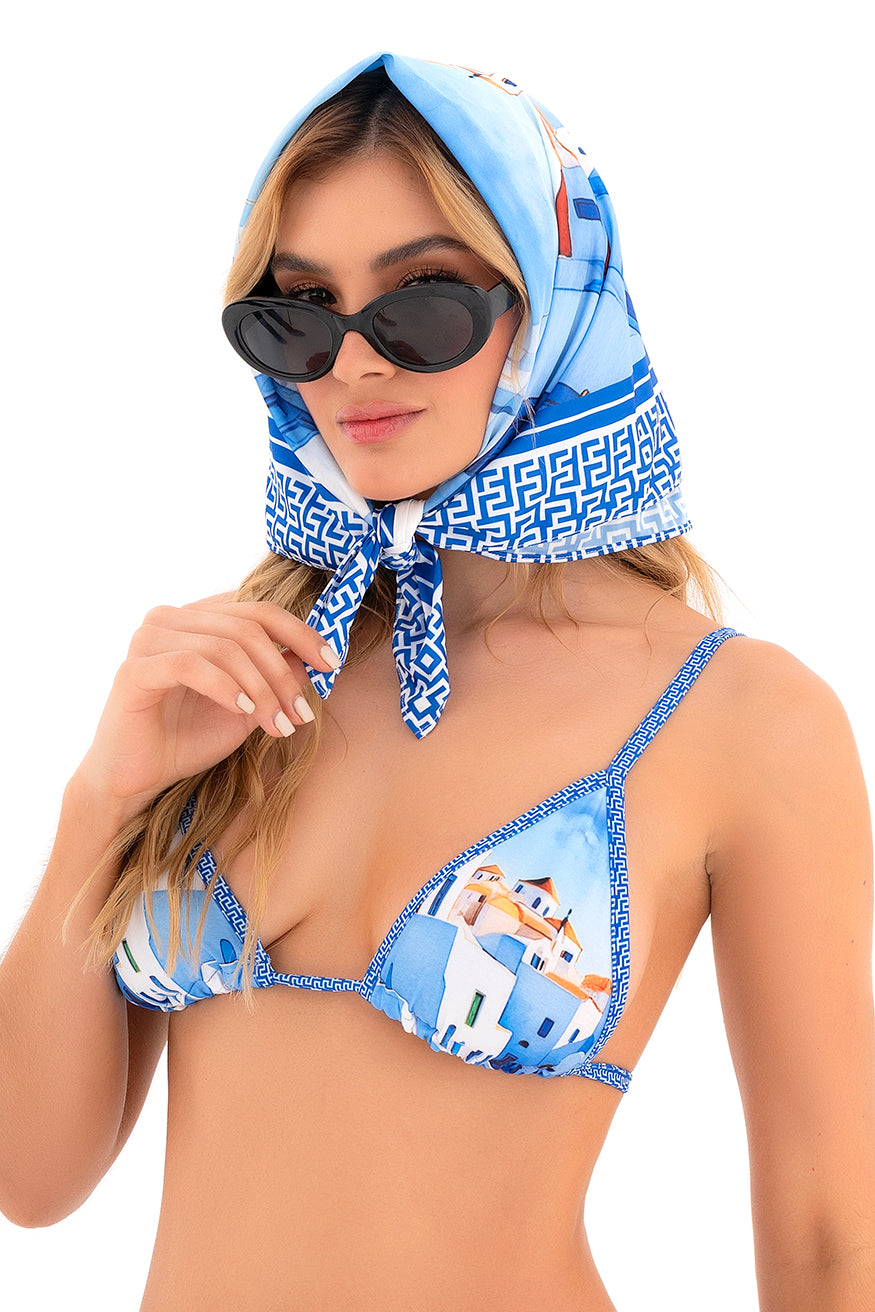 Versatile Square Scarf Worn as a Headwrap Bandana and Chic Bandeau