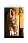 Fantasy Vibes Boujee Foil Mesh Bodysuit Gold Metallic