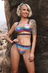 Fantasy Vibes Love is Love Crop Top Bra & Panty Set Holographic-Rebel Romance
