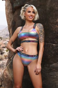 Fantasy Vibes Love is Love Crop Top Bra & Panty Set Holographic-Rebel Romance