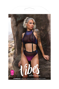 Fantasy Vibes Stardust Halter Top & Suspender Bottoms Bra Set-Rebel Romance