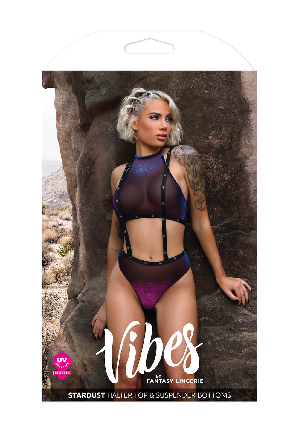 Fantasy Vibes Stardust Halter Top & Suspender Bottoms Bra Set-Rebel Romance