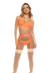 Mapale Aurelia Vibrant Colors Mesh Underwire Bra Set Hot Orange