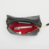 VIP Med Zippered Leather Crossbody Clutch Black/Brushed Gold Red Zip-Rebel Romance