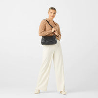 Hammitt VIP Satchel Leather Shoulder Bag Black/Gunmetal-Rebel Romance