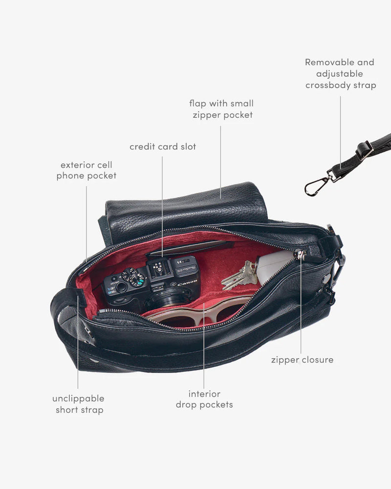 Hammitt VIP Satchel Leather Shoulder Bag Black/Gunmetal-Rebel Romance