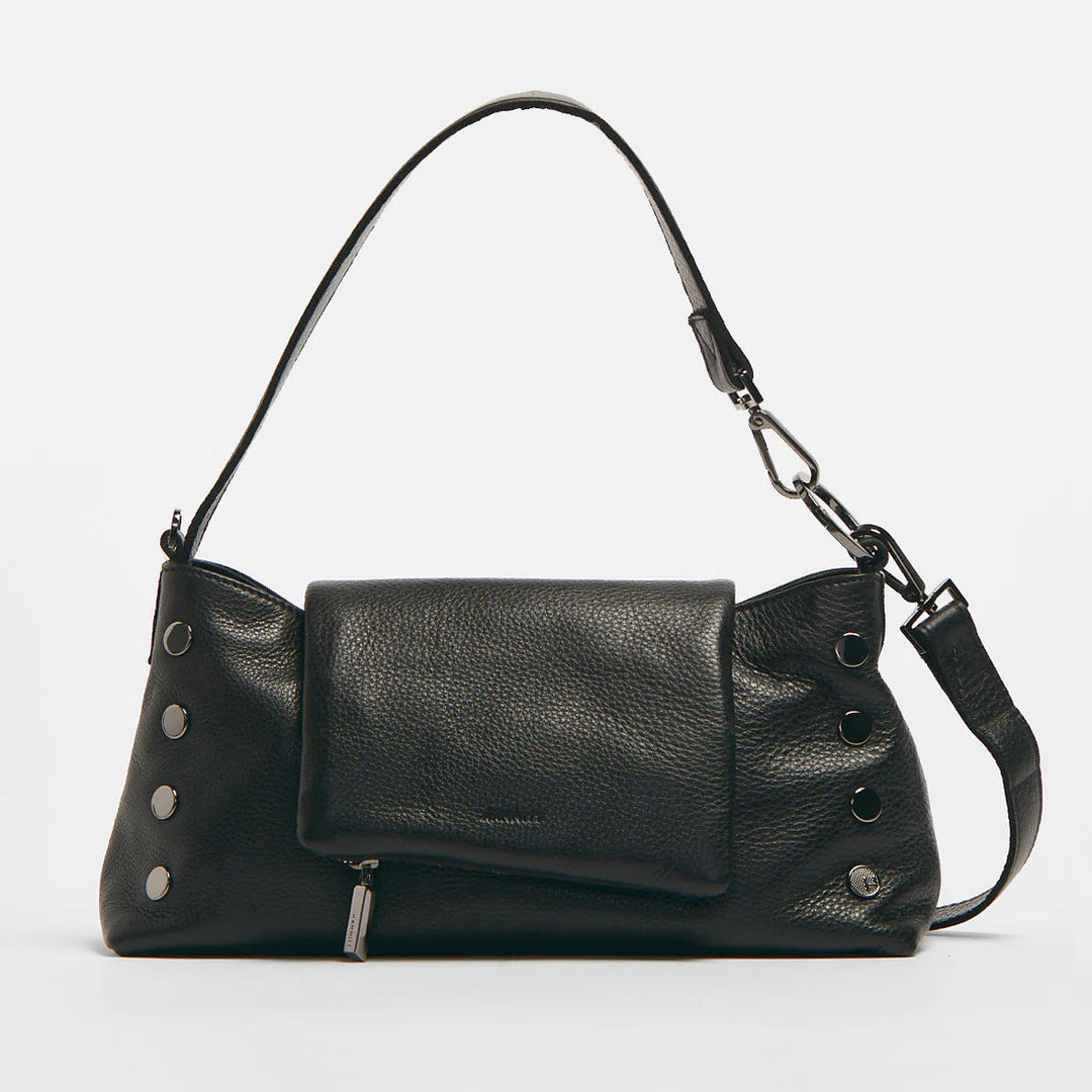Hammitt VIP Satchel Leather Shoulder Bag Black/Gunmetal