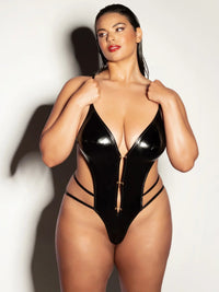 Oh la la Cheri Curvy Whipped Crotchless Teddy Black-Rebel Romance