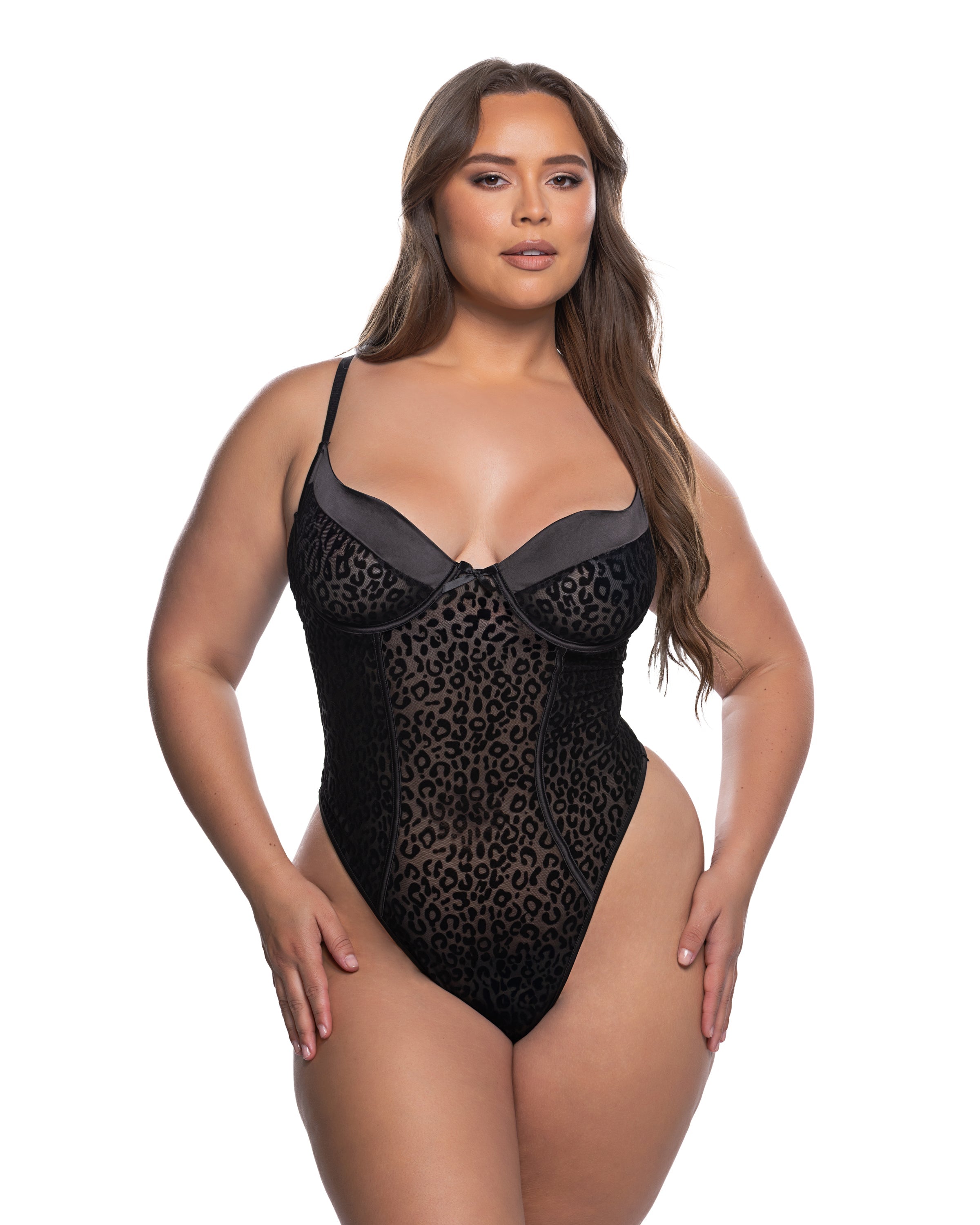 Roma Confidential Wild Thing Teddy Flocked Leopard Mesh Black