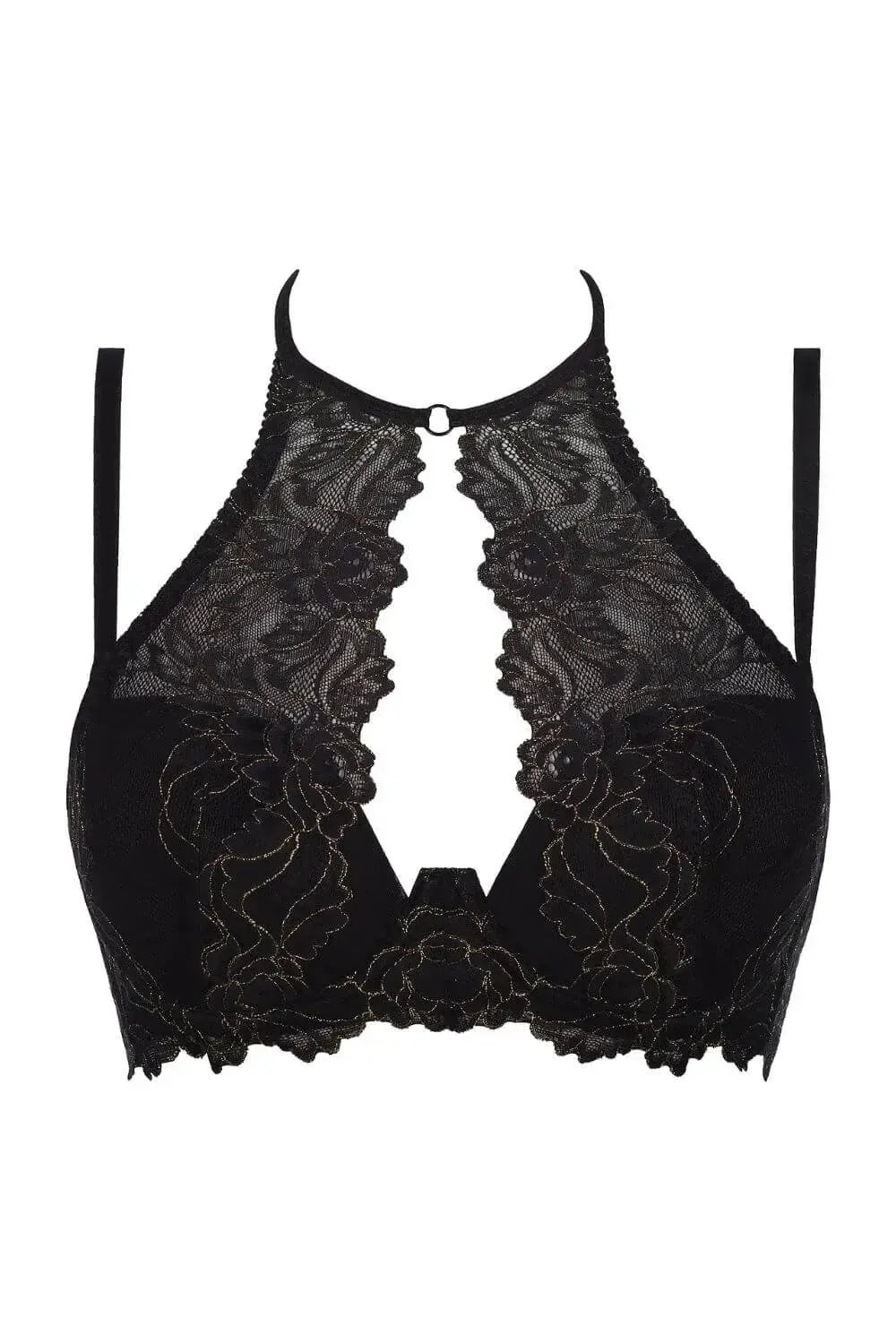 Axami Wishful high-neck push-up bra in unique golden-black lace with an original cut.