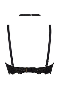 Axami Wishful high-neck push-up bra in unique golden-black lace, with adjustable straps and back closure.