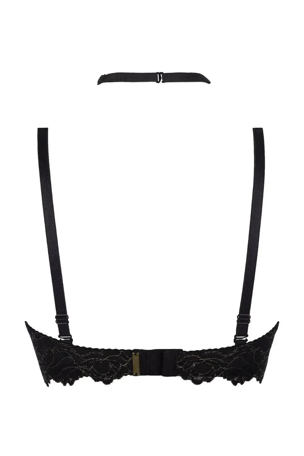 Axami Wishful high-neck push-up bra in unique golden-black lace, with adjustable straps and back closure.