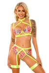Glow Black Light In A Trance Caged Bra Set Neon