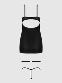 House of Desire Yasmine Shine Mesh O-Ring Thigh Garter Chemise Set