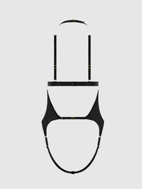 House of Desire Yasmine Shine Mesh Open Cup Backless Teddy & Bra Set