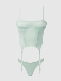 House of Desire Zoe Oil Slick Bustier & Panty Set Aqua