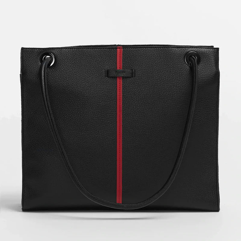 Benjamin Professional Leather Tote Bag Black/Gunmetal-Rebel Romance