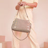 Bryant Med Leather Shoulder Bag Grey Natural/Brushed Gold-Rebel Romance