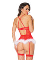 Coquette Holiday Costume Santa Bustier w/Marabou Trim & G-String Red/White-Rebel Romance