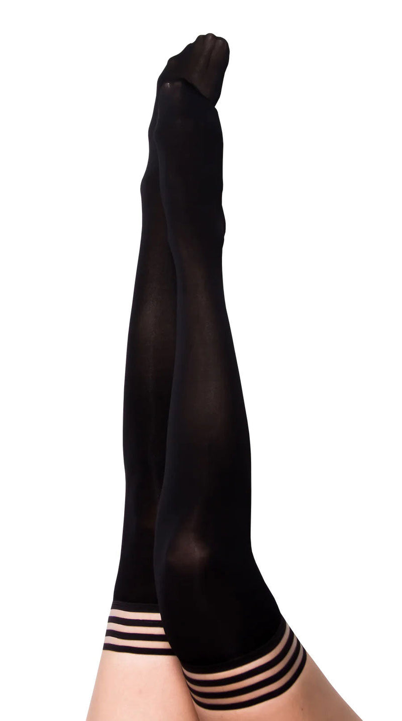 Kixies Danielle Stockings Hosiery Opaque Thigh High Black-Rebel Romance