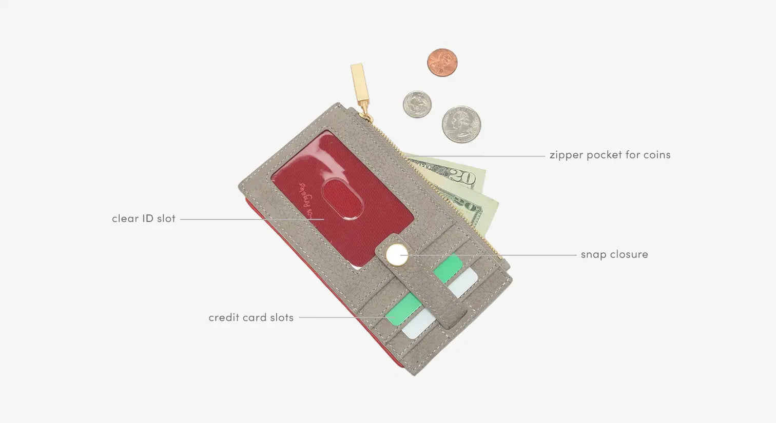 210 West Wallet Grey Natural/Brushed Gold-Rebel Romance