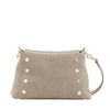 Bryant Med Leather Shoulder Bag Grey Natural/Brushed Gold-Rebel Romance