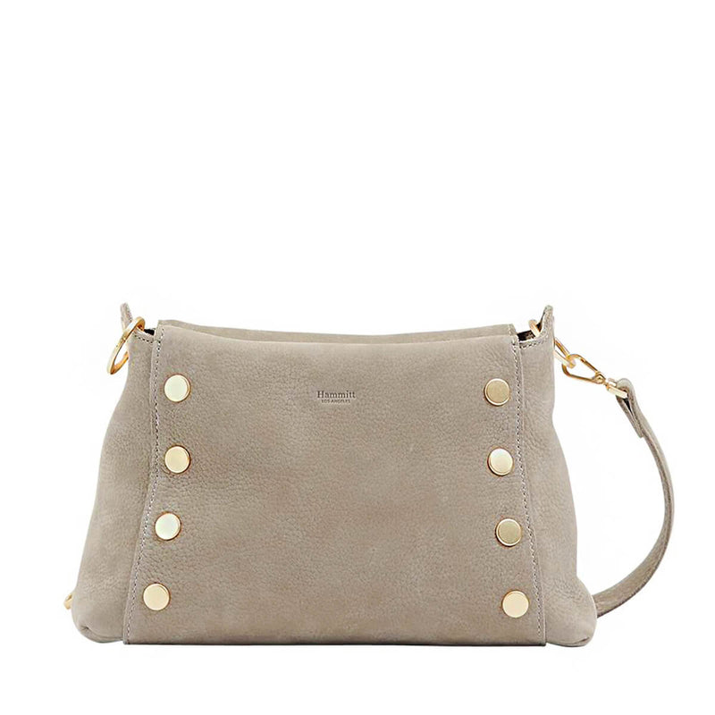 Bryant Med Leather Shoulder Bag Grey Natural/Brushed Gold-Rebel Romance
