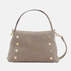 Bryant Med Leather Shoulder Bag Grey Natural/Brushed Gold-Rebel Romance
