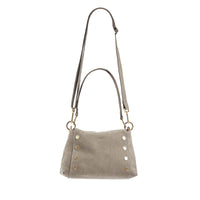 Bryant Med Leather Shoulder Bag Grey Natural/Brushed Gold-Rebel Romance