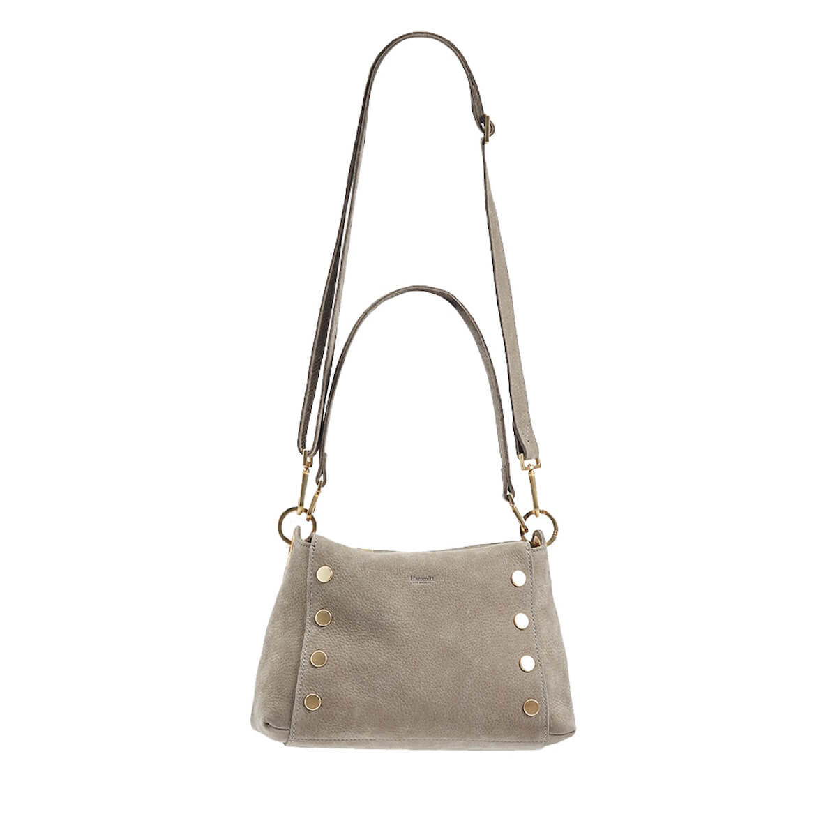 Bryant Med Leather Shoulder Bag Grey Natural/Brushed Gold-Rebel Romance