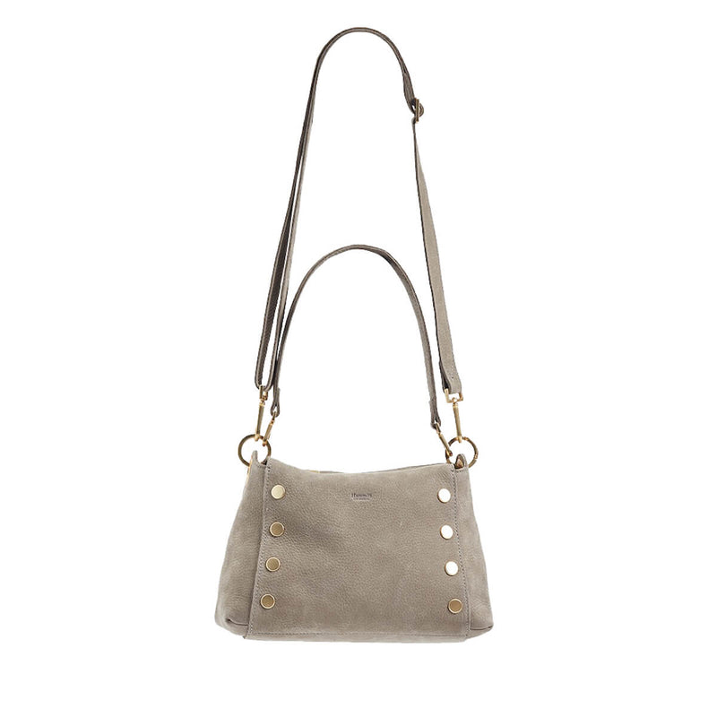Bryant Med Leather Shoulder Bag Grey Natural/Brushed Gold-Rebel Romance