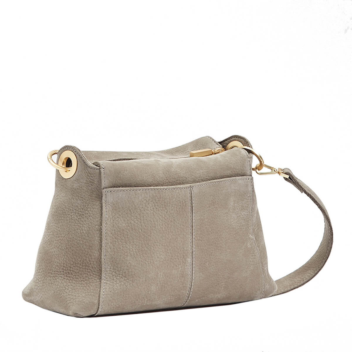 Bryant Med Leather Shoulder Bag Grey Natural/Brushed Gold-Rebel Romance