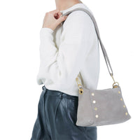 Bryant Med Leather Shoulder Bag Grey Natural/Brushed Gold-Rebel Romance