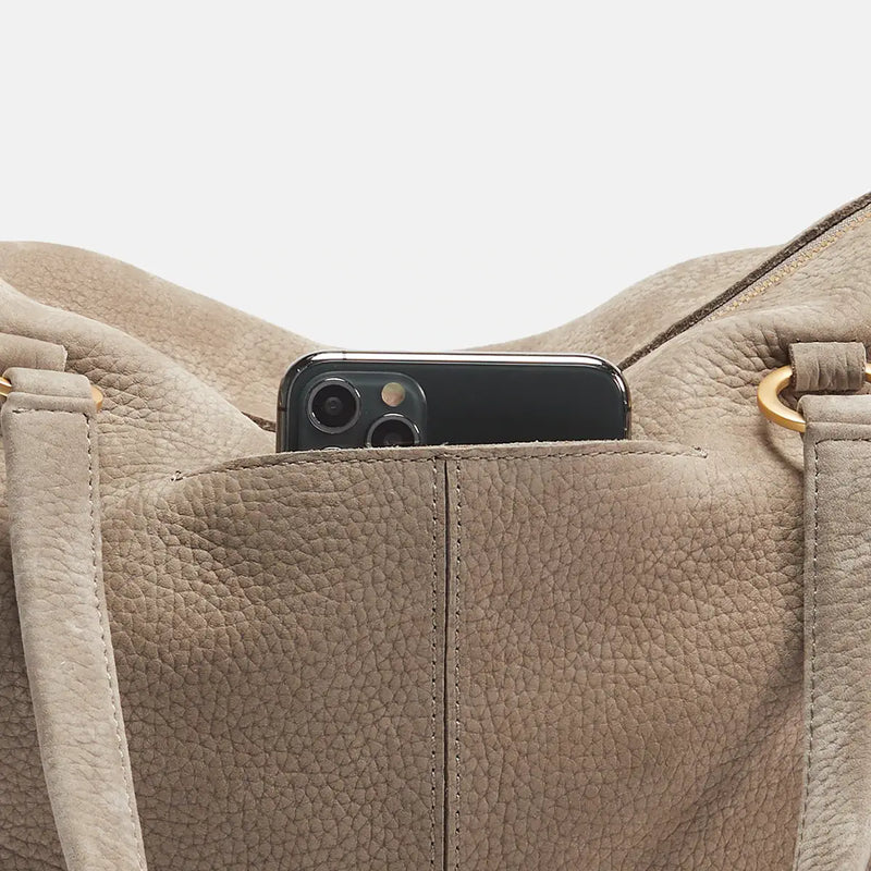 Daniel Lrg Leather Tote Bag Grey Natural/Brushed Gold-Rebel Romance