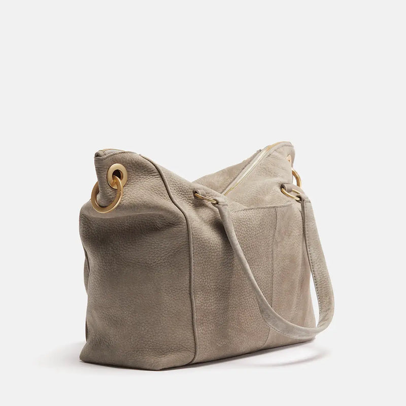 Daniel Lrg Leather Tote Bag Grey Natural/Brushed Gold-Rebel Romance