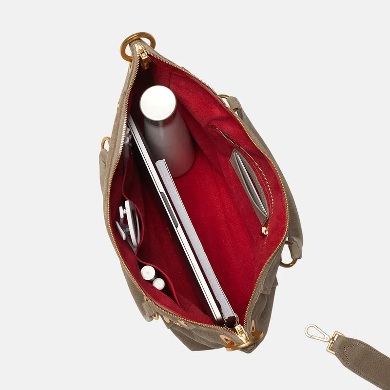 Daniel Lrg Leather Tote Bag Grey Natural/Brushed Gold-Rebel Romance