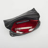 VIP Med Zippered Leather Crossbody Clutch Black/Gunmetal Red Zip-Rebel Romance