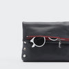 VIP Med Zippered Leather Crossbody Clutch Black/Gunmetal Red Zip-Rebel Romance