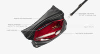 VIP Med Zippered Leather Crossbody Clutch Black/Gunmetal Red Zip-Rebel Romance