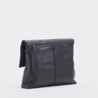 VIP Med Zippered Leather Crossbody Clutch Black/Gunmetal-Rebel Romance