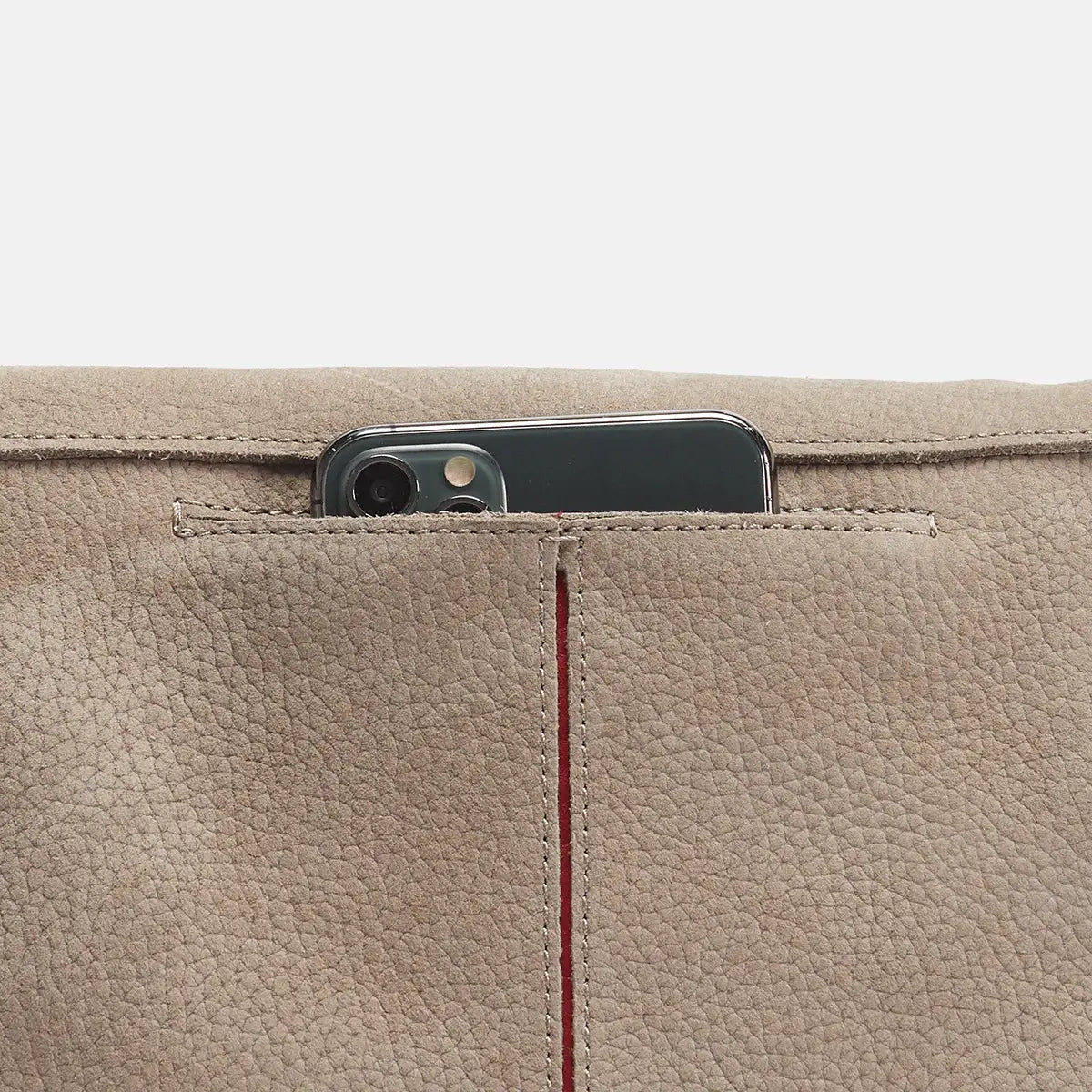 VIP Med Zippered Suede Crossbody Clutch Grey Natural/Brushed Gold-Rebel Romance