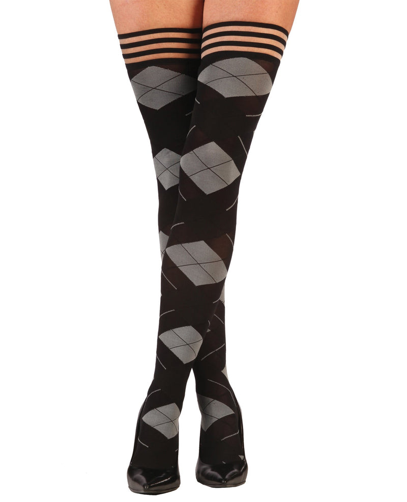 Kixies Kimmie Argyle Thigh Highs-Rebel Romance